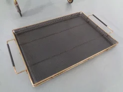 Pamono French Brass Tea Cart Attributed to Mathieu Matégot, 1950s Outlet