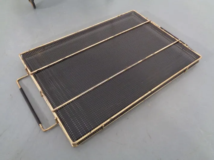 Pamono French Brass Tea Cart Attributed to Mathieu Matégot, 1950s Outlet