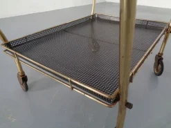 Pamono French Brass Tea Cart Attributed to Mathieu Matégot, 1950s Outlet