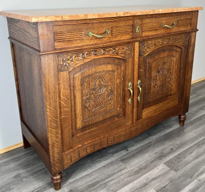 Pamono French Buffet in Oak with Marble Top New