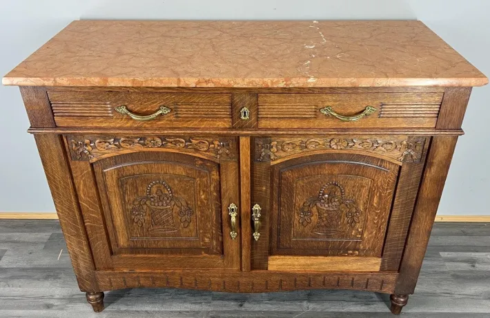 Pamono French Buffet in Oak with Marble Top New