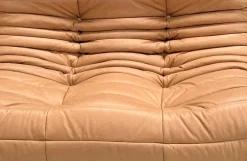 Pamono French Camel Brown Leather Togo Living Room Set attributed to Michel Ducaroy for Ligne Roset, Set of 4 Sale