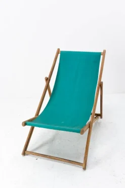 Pamono French Fabric Folding Deck Chair New