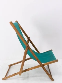 Pamono French Fabric Folding Deck Chair New