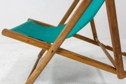 Pamono French Fabric Folding Deck Chair New