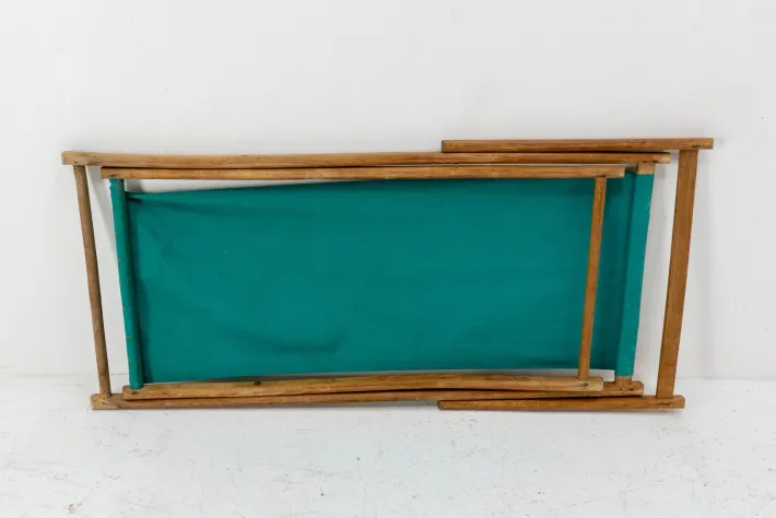 Pamono French Fabric Folding Deck Chair New