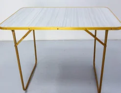 Pamono French Folding Camping Chairs and Table, 1950s, Set of 5 Outlet