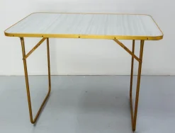 Pamono French Folding Camping Chairs and Table, 1950s, Set of 5 Outlet