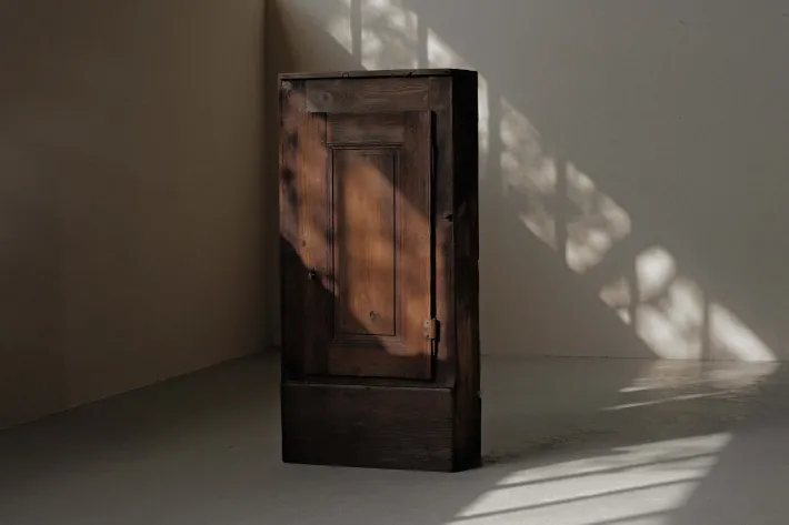 Pamono French Folk Art Mountain Cabinet in Pine, 1800s