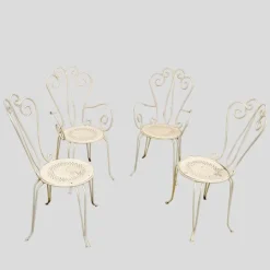 Pamono French Garden Chairs and Round Table, 1950s, Set of 5