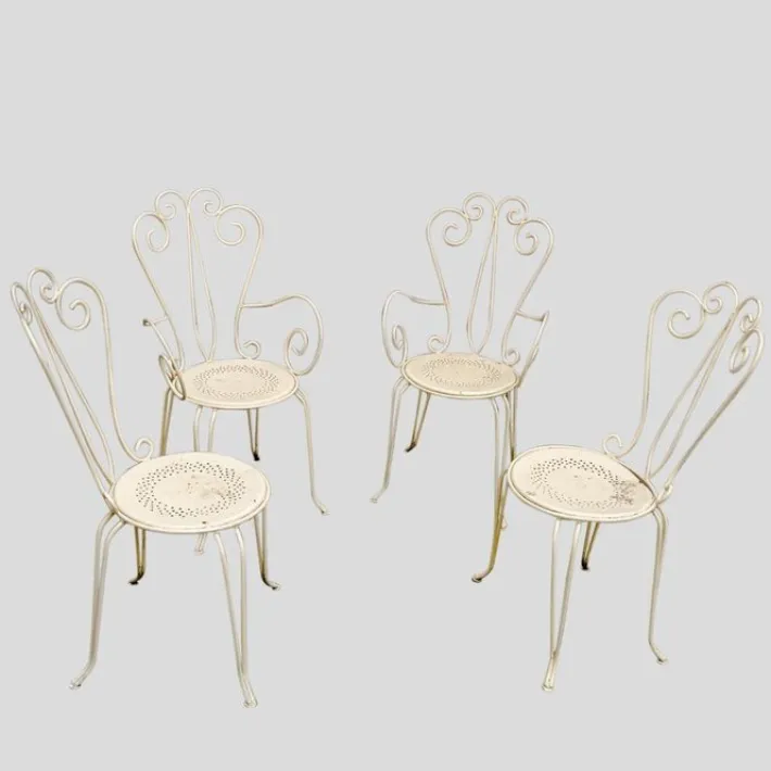 Pamono French Garden Chairs and Round Table, 1950s, Set of 5