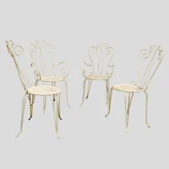 Pamono French Garden Chairs and Round Table, 1950s, Set of 5