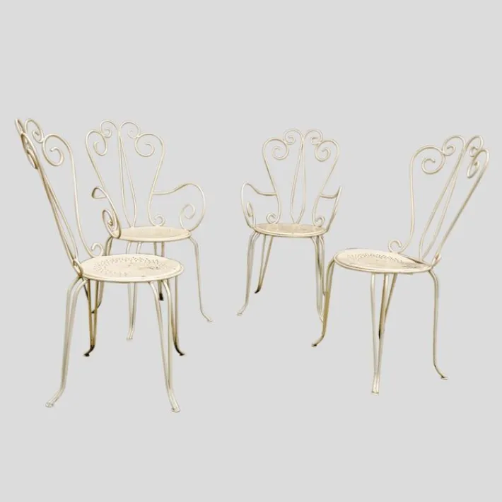 Pamono French Garden Chairs and Round Table, 1950s, Set of 5