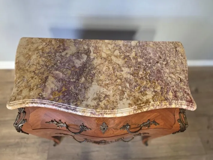 Pamono French Inlaid Marble Top Commode Sale