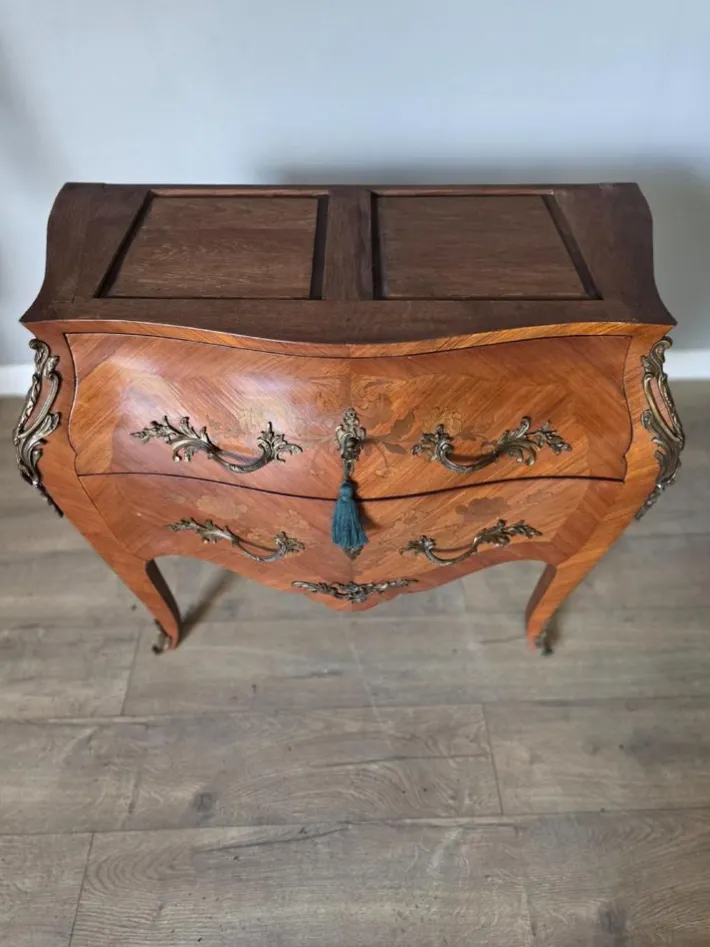Pamono French Inlaid Marble Top Commode Sale