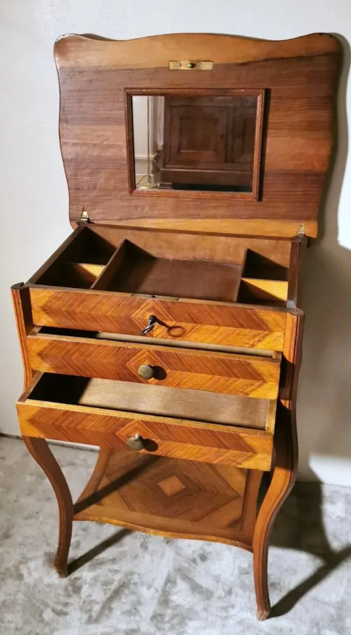 Pamono French Louis Philippe Style Dressing Table with Mirror and Drawers, 1870 Clearance