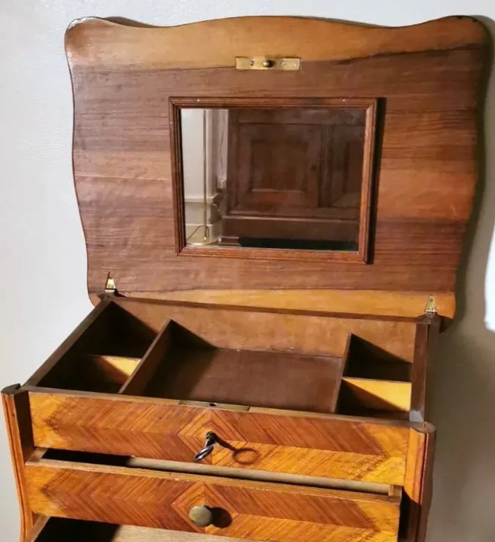 Pamono French Louis Philippe Style Dressing Table with Mirror and Drawers, 1870 Clearance