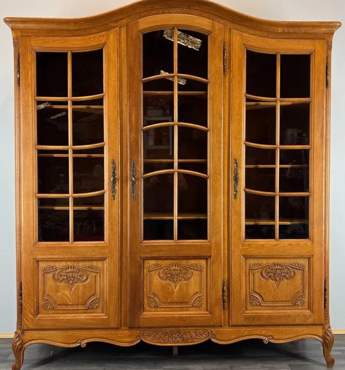 Pamono French Louis XIV Style Oak Display Bookcase New