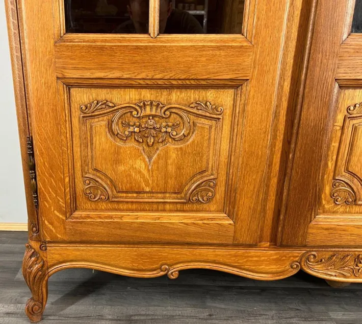 Pamono French Louis XIV Style Oak Display Bookcase New