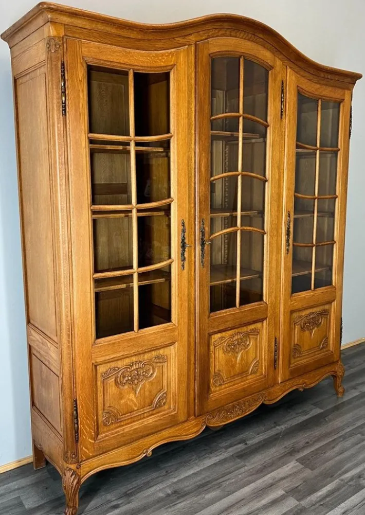 Pamono French Louis XIV Style Oak Display Bookcase New