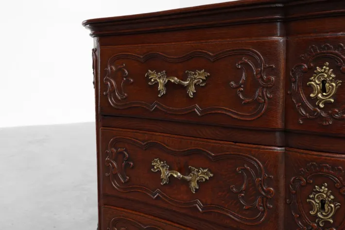 Pamono French Louis XV Style Hand-Crafted Oak Chest of Drawers, 18th Century Best