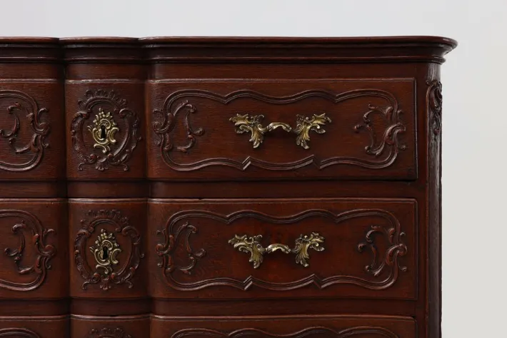 Pamono French Louis XV Style Hand-Crafted Oak Chest of Drawers, 18th Century Best