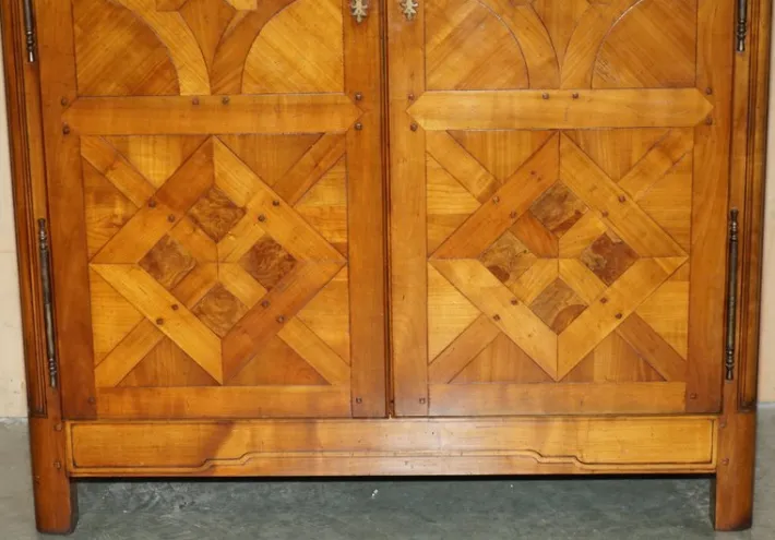 Pamono French Louis XVI Parquetry Burr Walnut Panelled Wardrobe Best