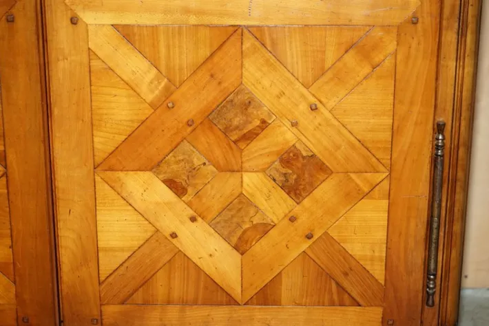 Pamono French Louis XVI Parquetry Burr Walnut Panelled Wardrobe Best