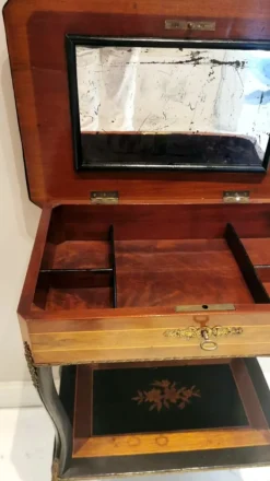 Pamono French Napoleon III Style Dressing Table with Mirror and Faux Drawer, 1850s Clearance