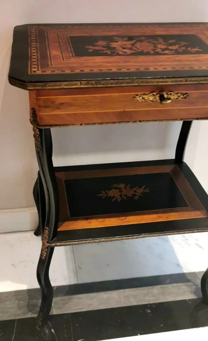 Pamono French Napoleon III Style Dressing Table with Mirror and Faux Drawer, 1850s Clearance