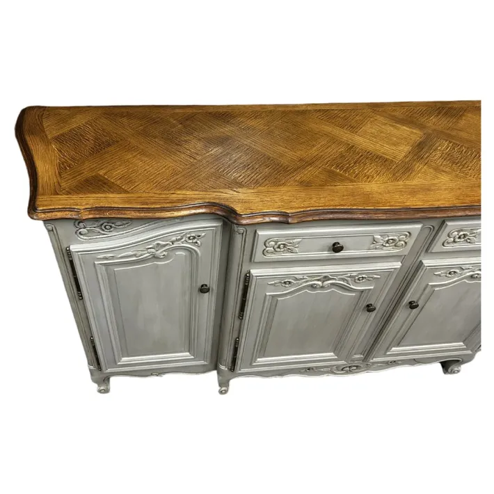 Pamono French Oak Breakfront Buffet, Early 20th Century