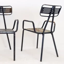 Pamono French Radar Garden Chairs in Metal attributed to René Malaval, Set of 2 Sale