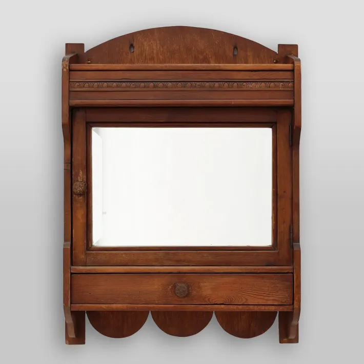Pamono French Rustic Oak Mirrored Medicine Cabinet, 1900s Clearance