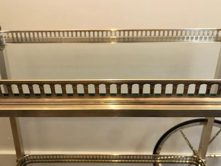 Pamono French Silver & Brass Trolley from Maison Bagués, 1940s New