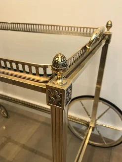 Pamono French Silver & Brass Trolley from Maison Bagués, 1940s New