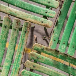 Pamono French Slatted Green Outdoor Folding Chairs, 1950s, Set of 4 Online