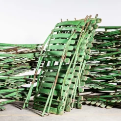 Pamono French Slatted Green Outdoor Folding Chairs, 1950s, Set of 4 Online