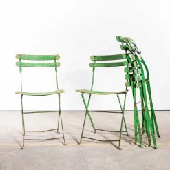 Pamono French Slatted Green Outdoor Folding Chairs, 1950s, Set of 4 Online