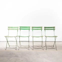 Pamono French Slatted Green Outdoor Folding Chairs, 1950s, Set of 6 Clearance