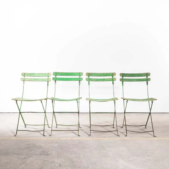 Pamono French Slatted Green Outdoor Folding Chairs, 1950s, Set of 6 Clearance