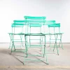 Pamono French Slatted Pea Green Outdoor Folding Chairs, 1950s, Set of 6 Discount