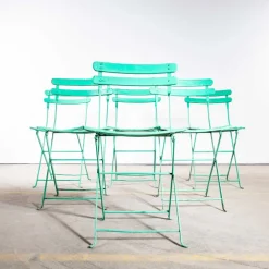 Pamono French Slatted Pea Green Outdoor Folding Chairs, 1950s, Set of 6 Discount