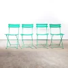 Pamono French Slatted Pea Green Outdoor Folding Chairs, 1950s, Set of 4 New