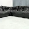 Pamono French Togo Living Room Set in Black Leather by Michel Ducaroy for Ligne Roset., Set of 3