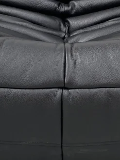 Pamono French Togo Living Room Set in Black Leather by Michel Ducaroy for Ligne Roset., Set of 3