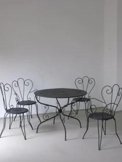 Pamono French Wrought Iron Garden Dining Set, 1950s, Set of 5 Outlet