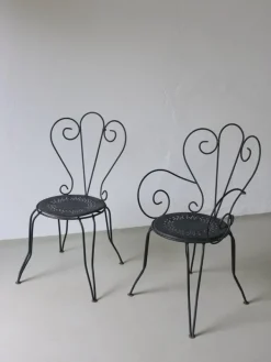 Pamono French Wrought Iron Garden Dining Set, 1950s, Set of 5 Outlet