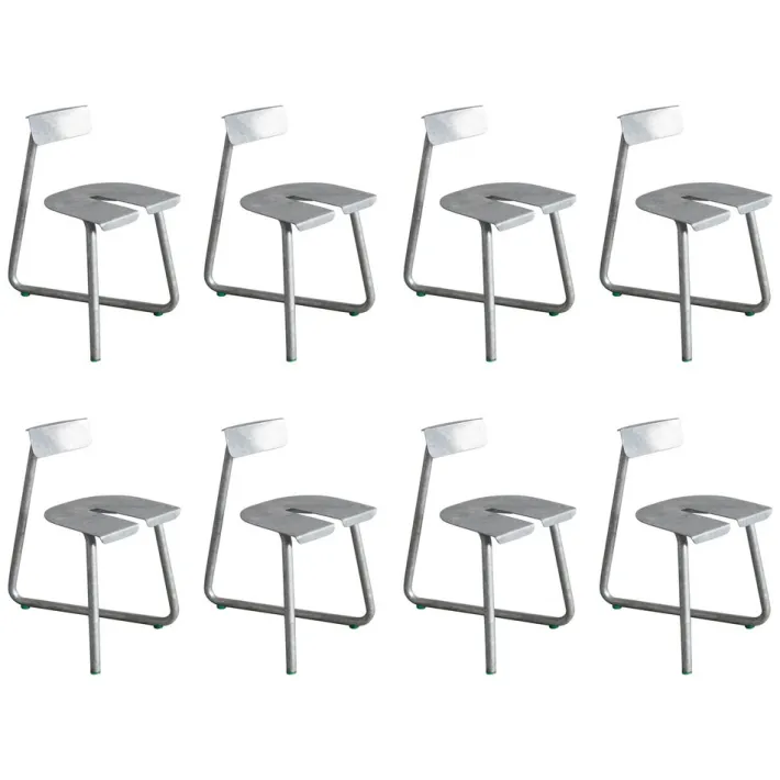 Pamono Galva Steel Outdoor Chairs by Atelier Thomas Serruys, Set of 8 New