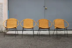 Pamono Garden Armchairs in Midollin & Metal Campo & Graffi Design attributed to Campo E Graffi, 1960s, Set of 4 New