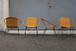 Pamono Garden Armchairs in Midollin & Metal Campo & Graffi Design attributed to Campo E Graffi, 1960s, Set of 4 New
